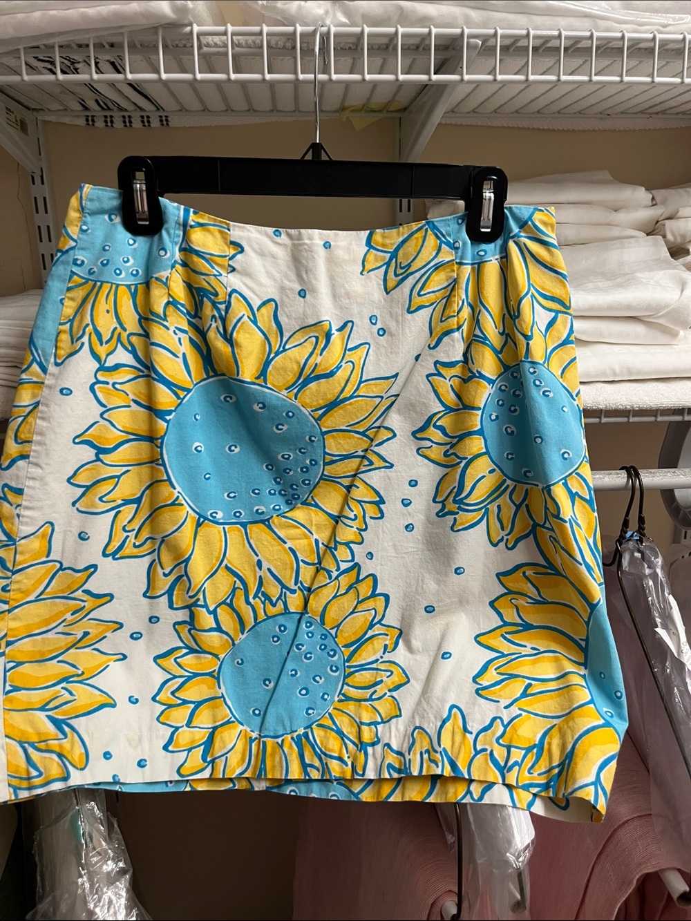 Lilly Pulitzer Yellow Sunflower Print Mini Skirt with Turquoise Centers